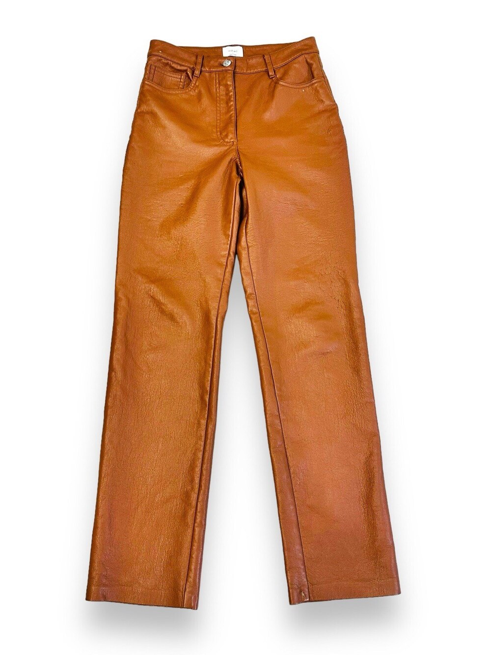 Aritzia Wilfred Melina Pant Women's 2 High Waisted Vegan Faux Leather Brown $148